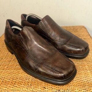 Ecco Helsinki Shoes Mens Size 9 Brown Leather Slip On Comfort Dress Loafers
